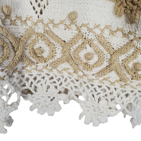 Vintage Express Tricot Hand-knitted Sweater Soft Dressing Boho Open Knit M - Picture 7 of 16